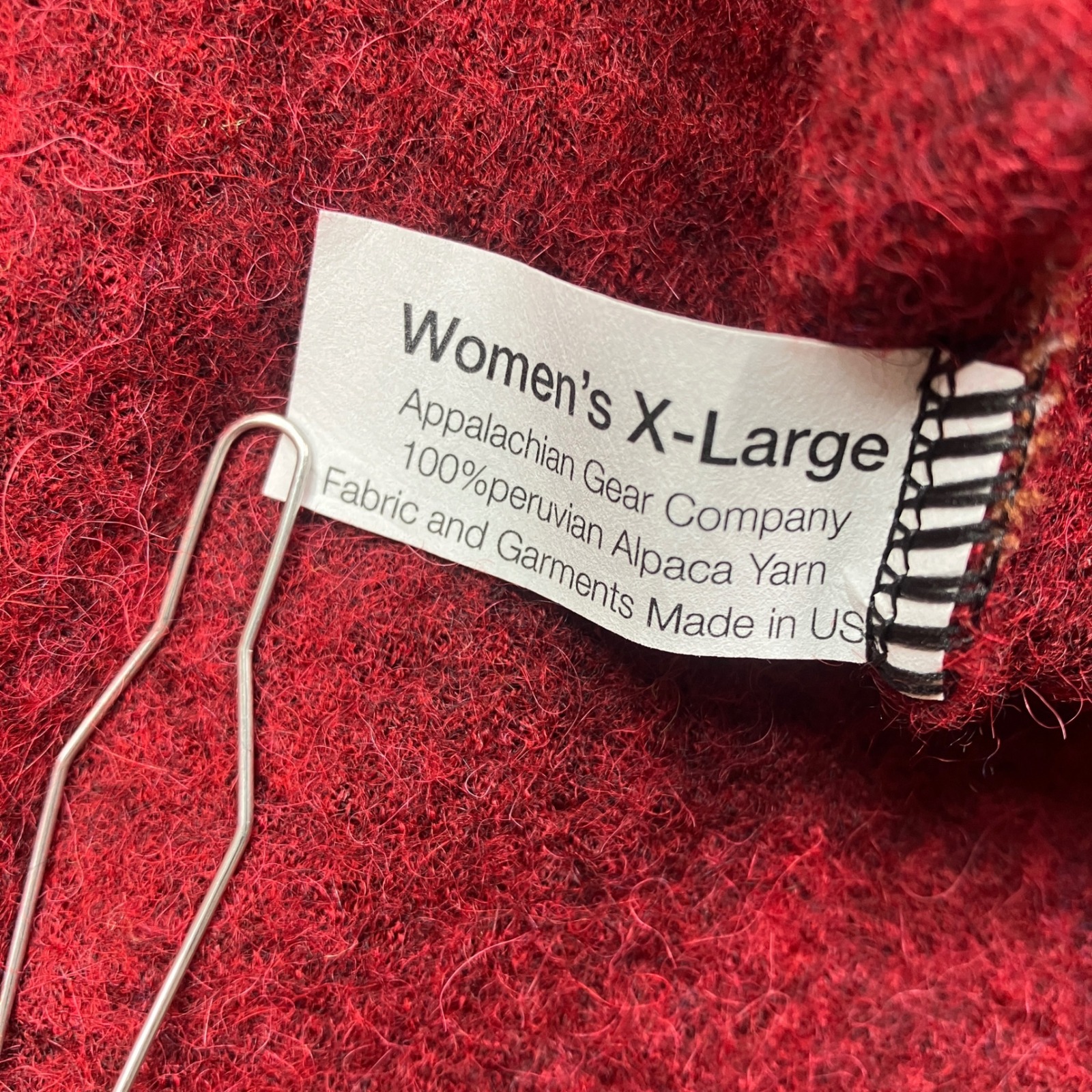 Appalachian Gear Company Women Xl Hoodie Red 100% Alpaca Wool All-Paca Pullover — image 3 of 6